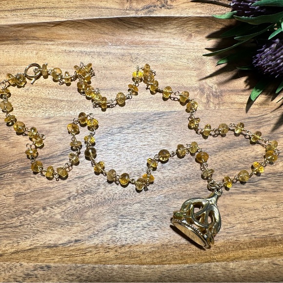 Citrine Rosary Chain Necklace - Picture 5 of 10